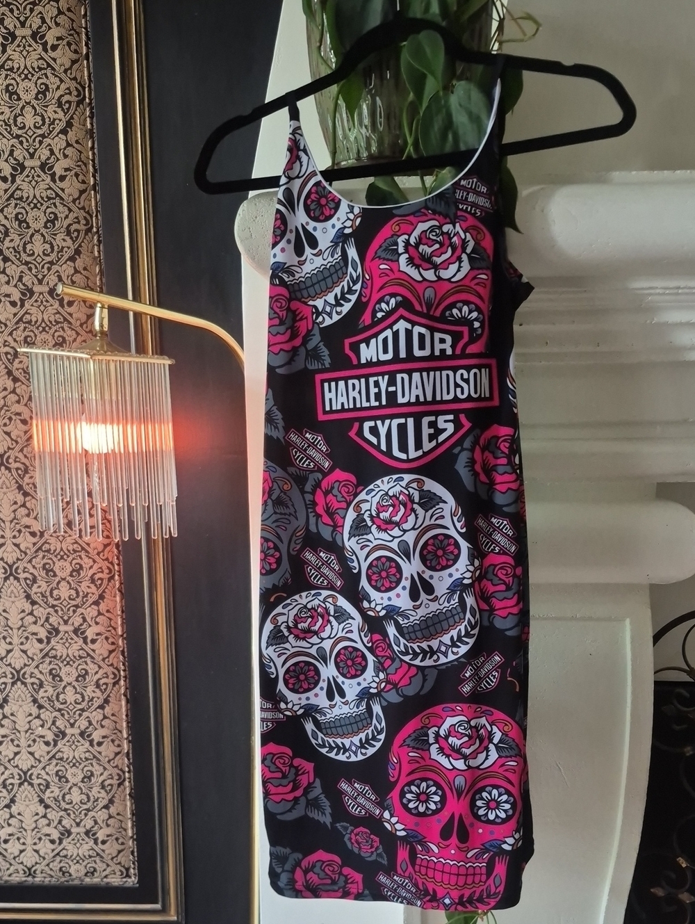 Harley-Davidson Black & Pink Sugar Skull Tank Dress